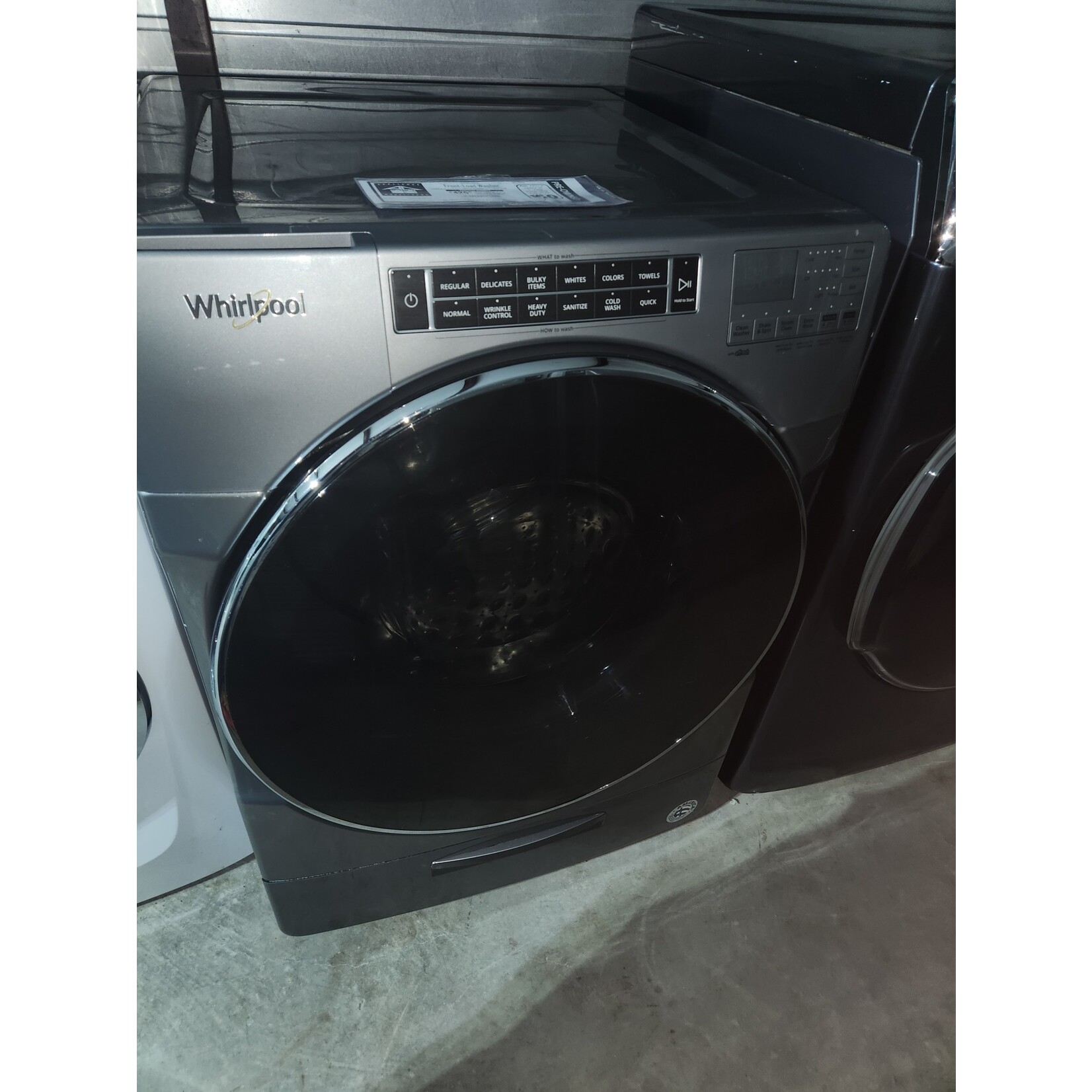 Whirlpool 5.0 cu ft Front-Load Washer w LOAD&GO XL Dispenser CHROME SHADOW Pre-Owned