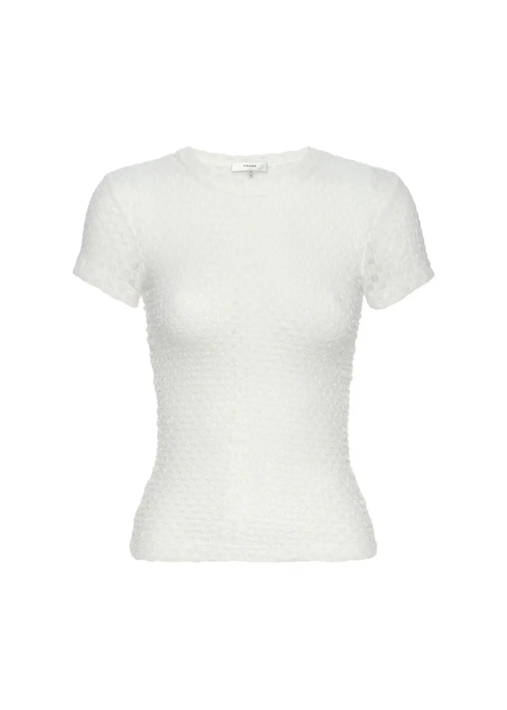 Frame Mesh Lace Baby Tee, Off White