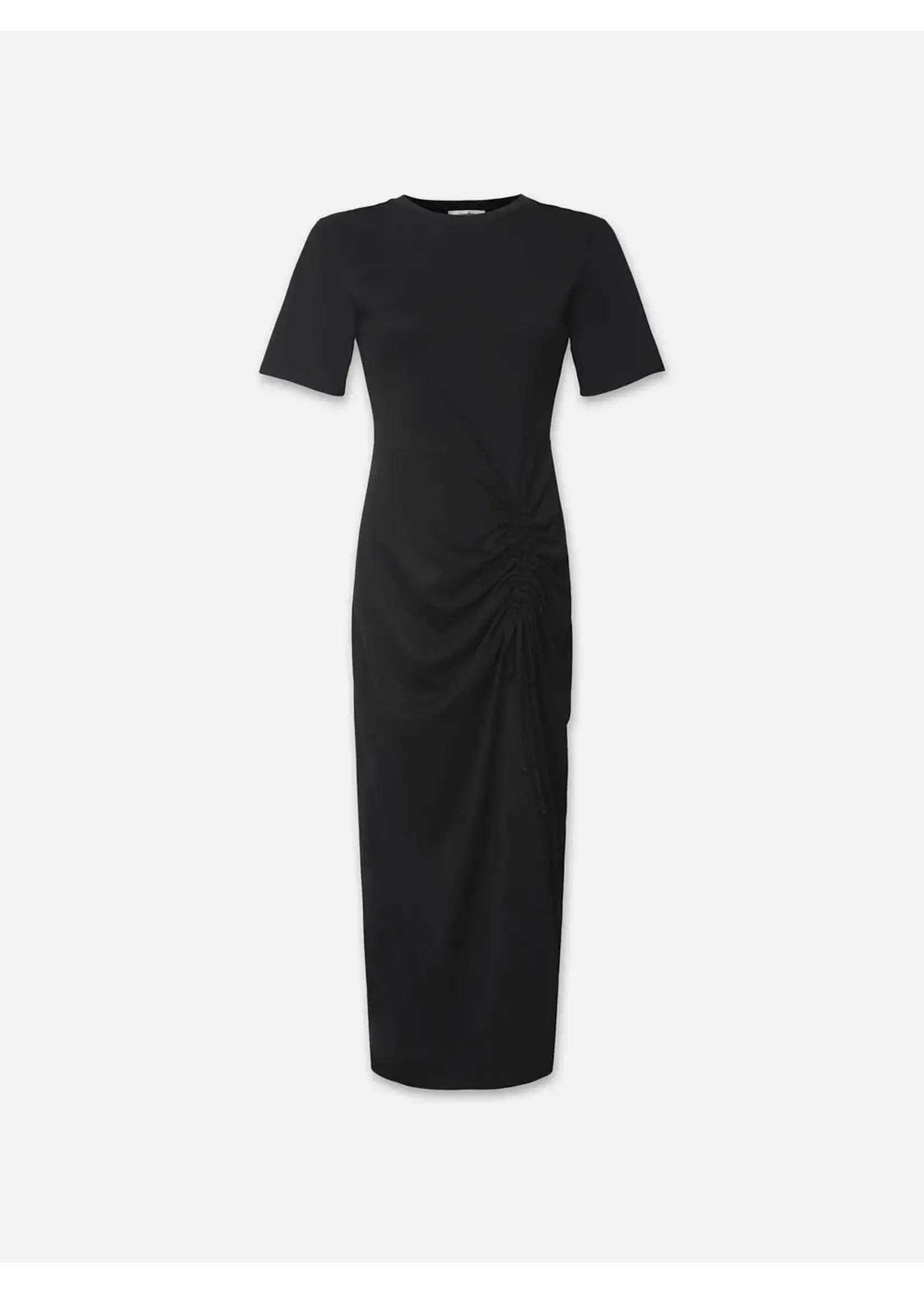 Frame Ruched Front Tie Dress in Black