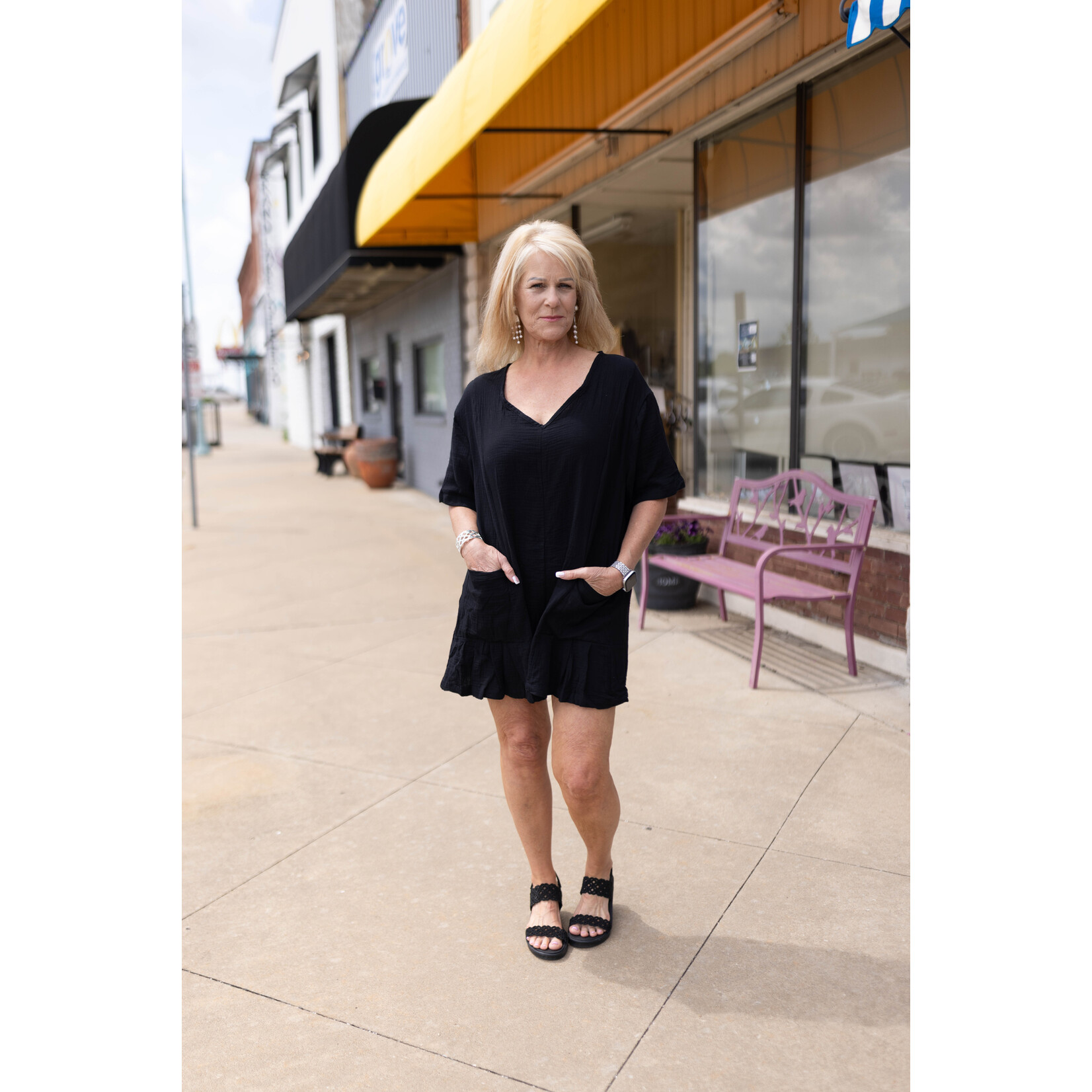 Flouncy Shapeless V-Neck Draped Sleeves Romper