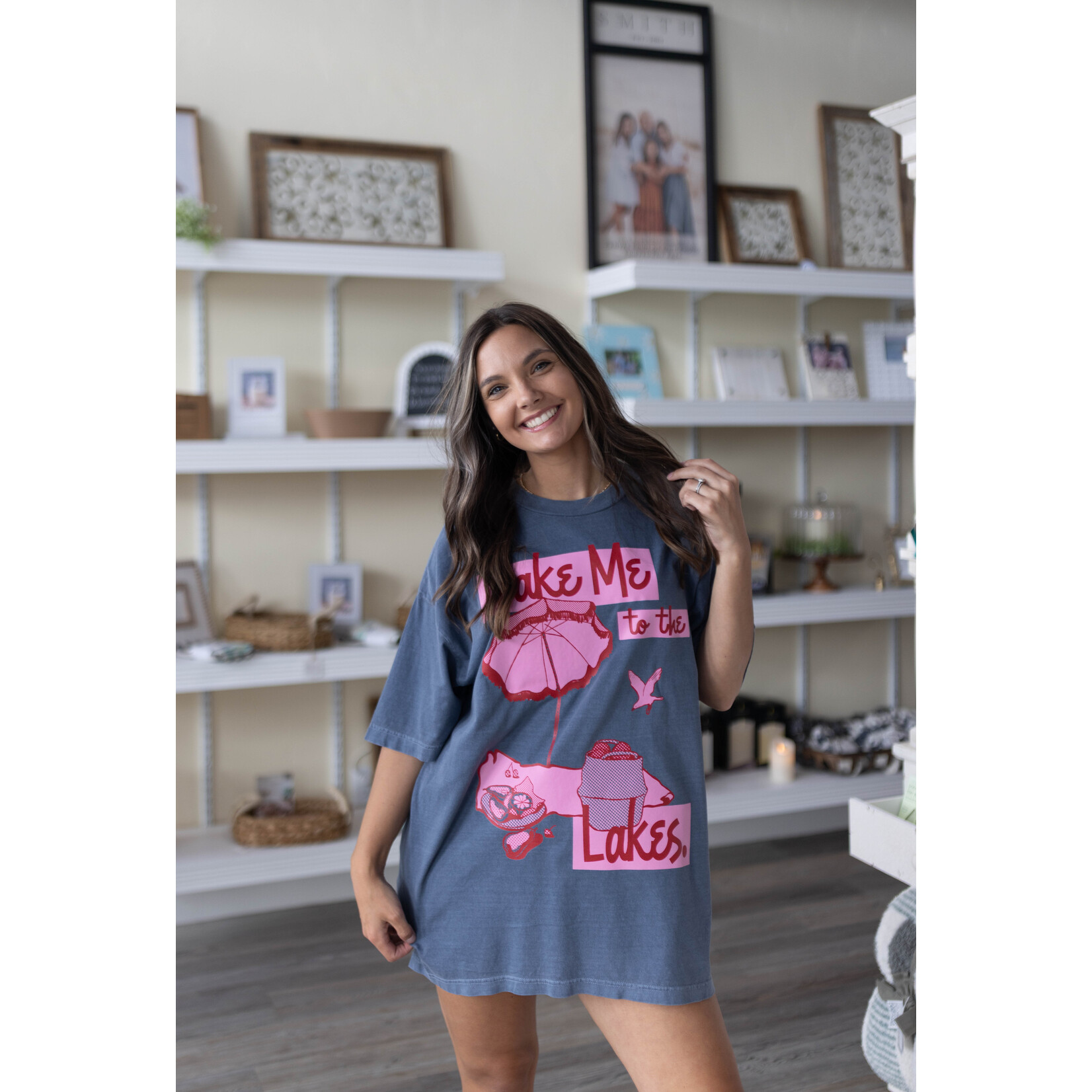 Blue Jean Take Me To The Lakes Oversized T-shirt