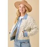 Floral Print Quilted Denim Jacket
