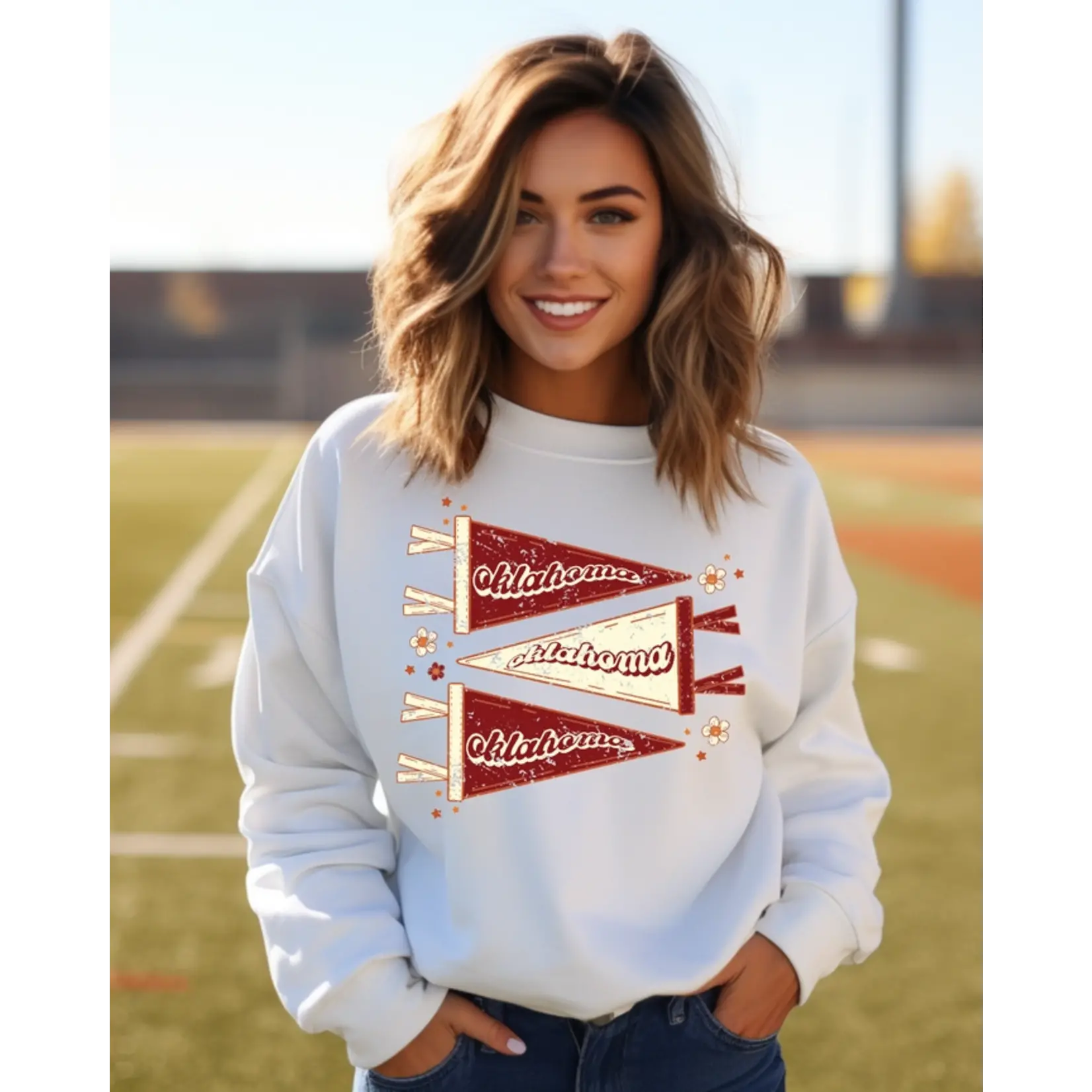 Oklahoma Pennants Adult Crewneck Pullover