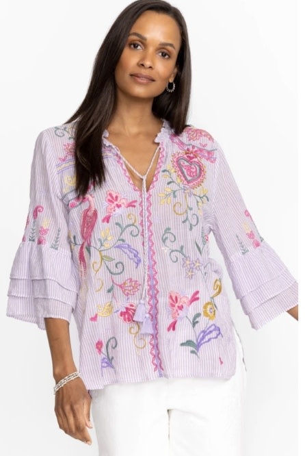 Ashlee Ruffle Sleeve Blouse - Weavers Lawrence