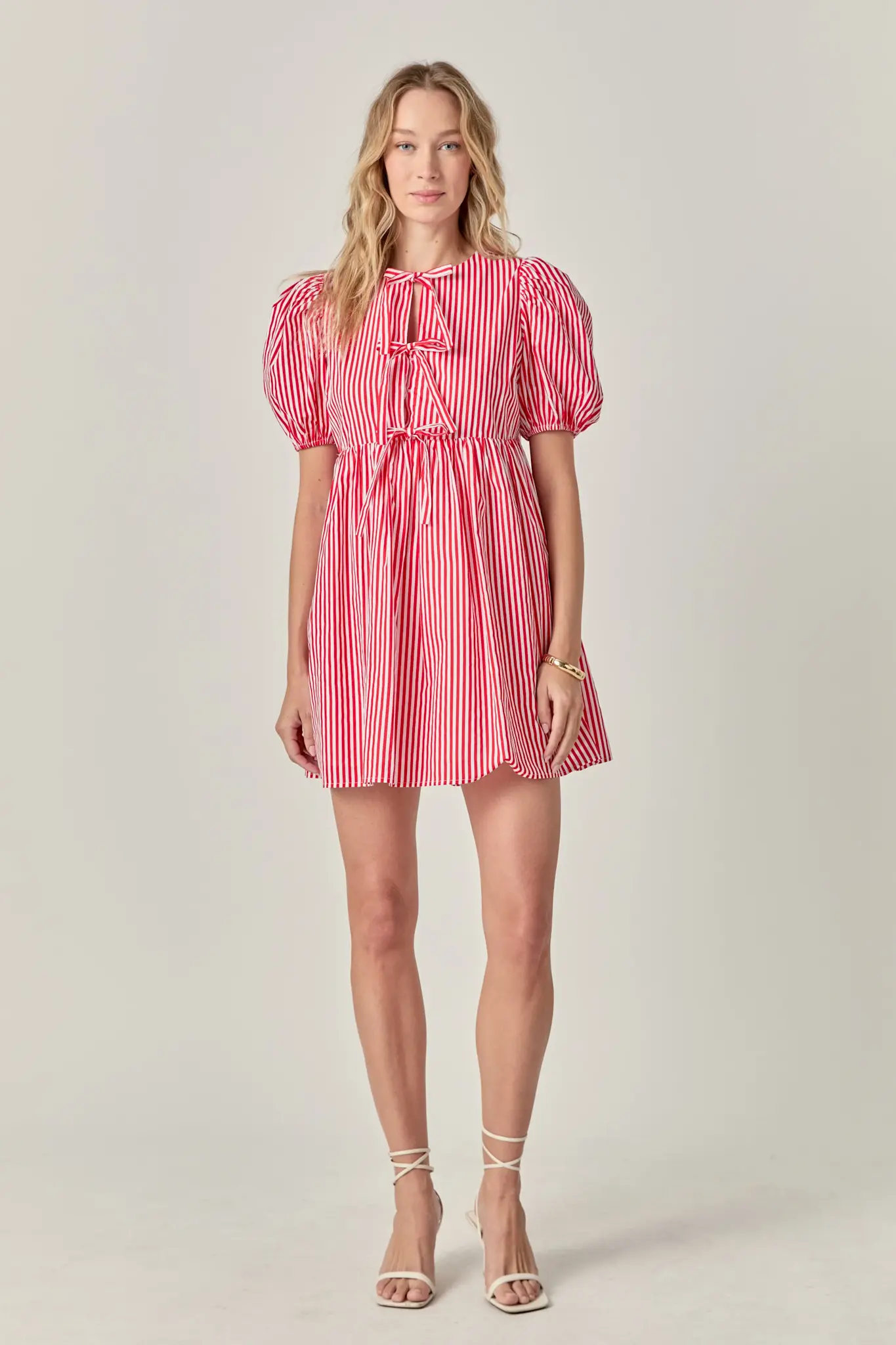 トップス maison special Ribbon Short Length Boler Short Bubble Sleeve Spliced V-Neck Embroidered Woven Top