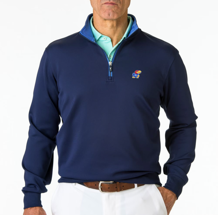 Fairway & Greene KU Caves LS 1/4 zip Pullover