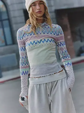 FP Movement Printed Breathe Easy LS Hoodie Tee