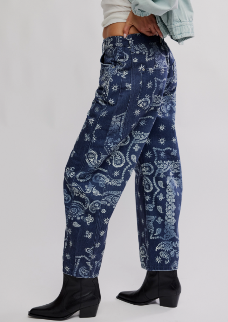 We The Free Good Luck Printed Barrel Jean