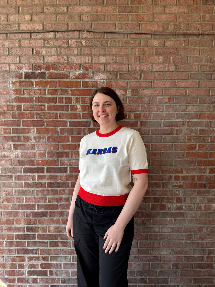 Kansas Red Trim SS Sweater