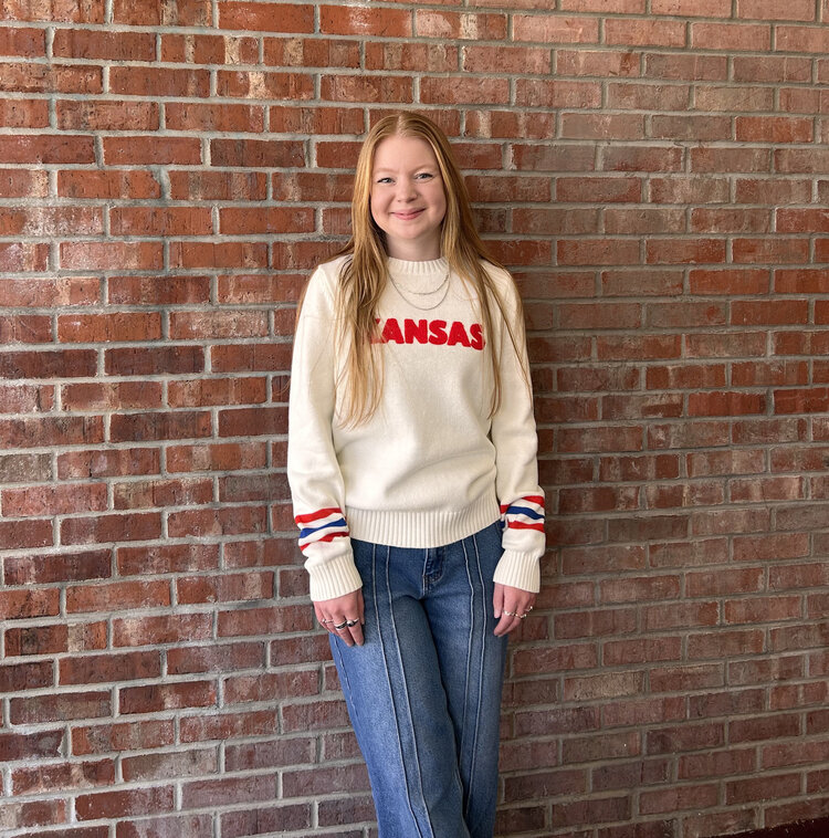 3 Stripe Chenille Kansas Crewneck Sweater