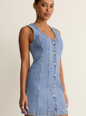 Jolie Denim Seamed Mini Dress