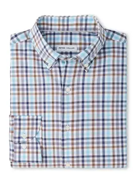 Peter Millar Elliot Crown Lite Cotton-Stretch Sport Shirt Cottage Blue