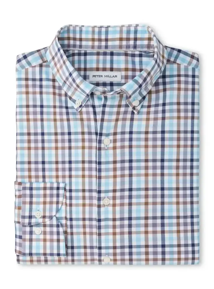 Peter Millar Elliot Crown Lite Cotton-Stretch Sport Shirt Cottage Blue