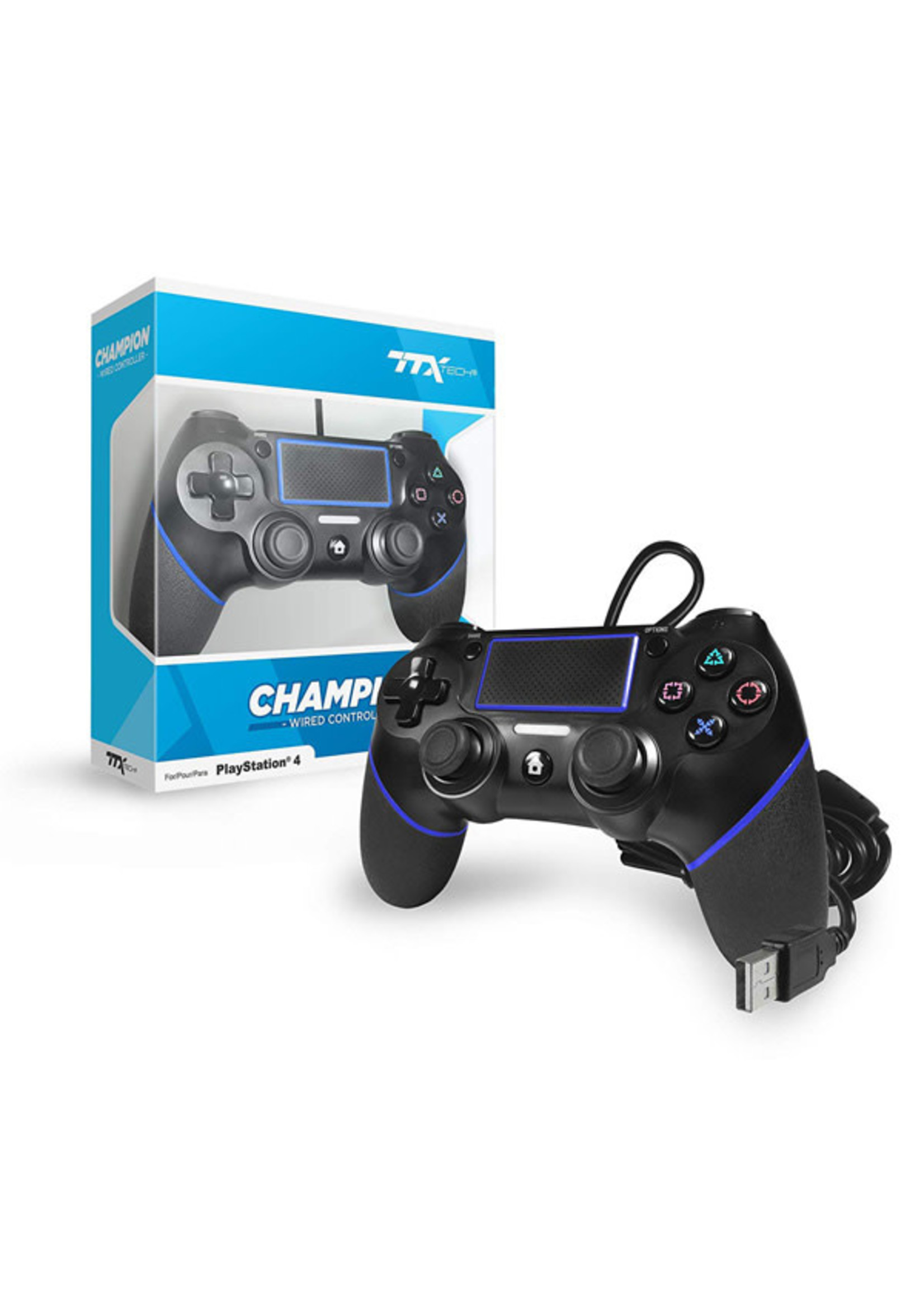 Black Champion Wired PS4 Controller