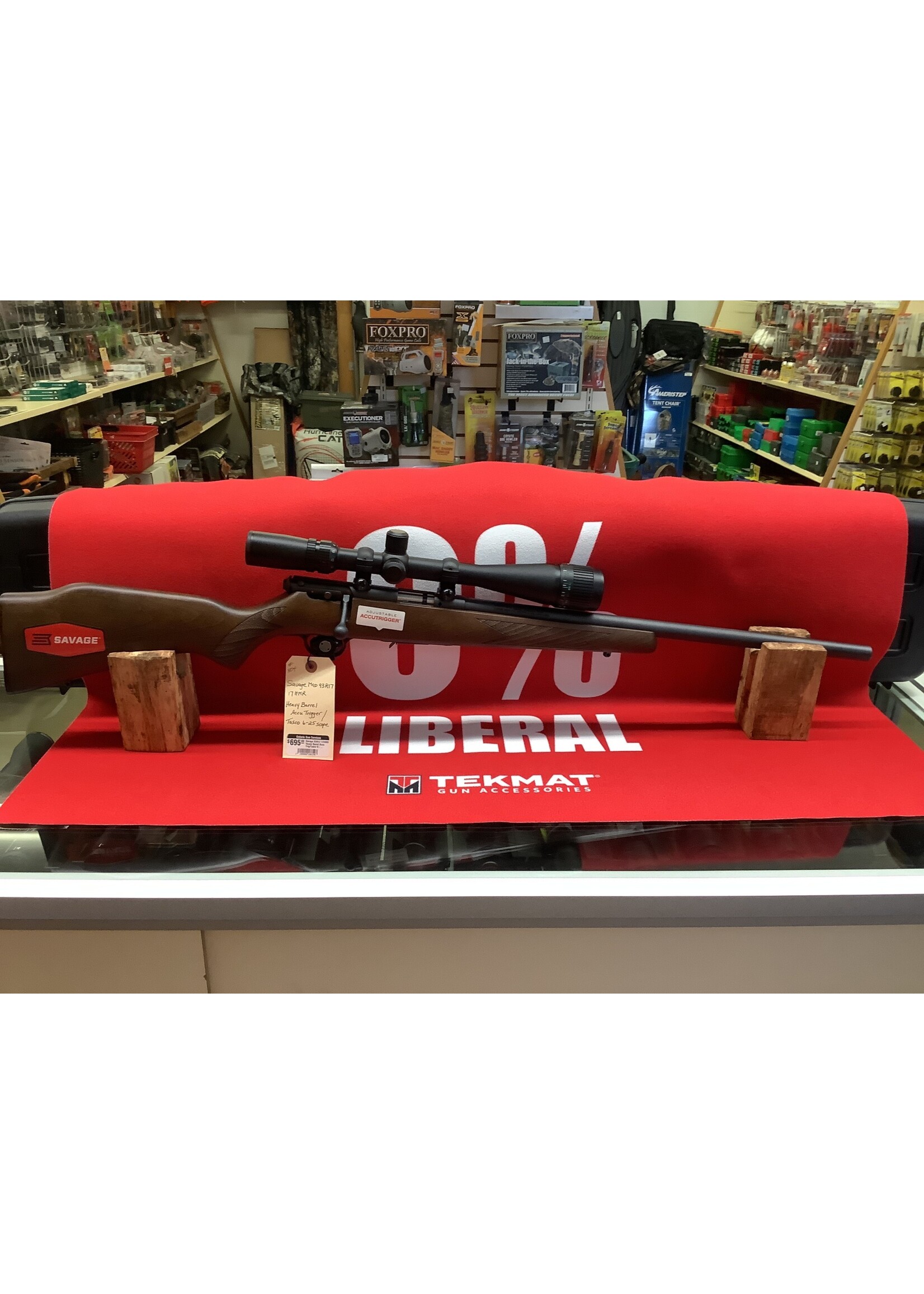 Savage 93R17 17HMR Heavy Barrel Accu Trig/Tasco 6-24 scope Used