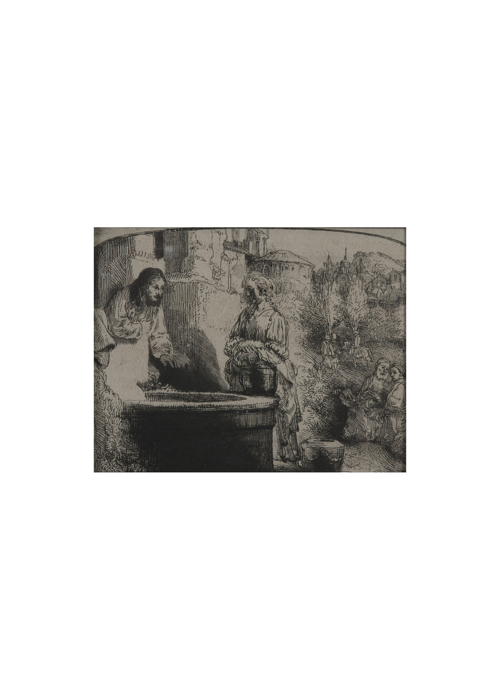 Rembrandt Van Rijn Rembrandt Van Rijn "Christ and the Women of Samaria: An Arched Print"