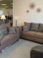 DFW UPTOWN PINSTRIPE  LOVESEAT  brown & golden