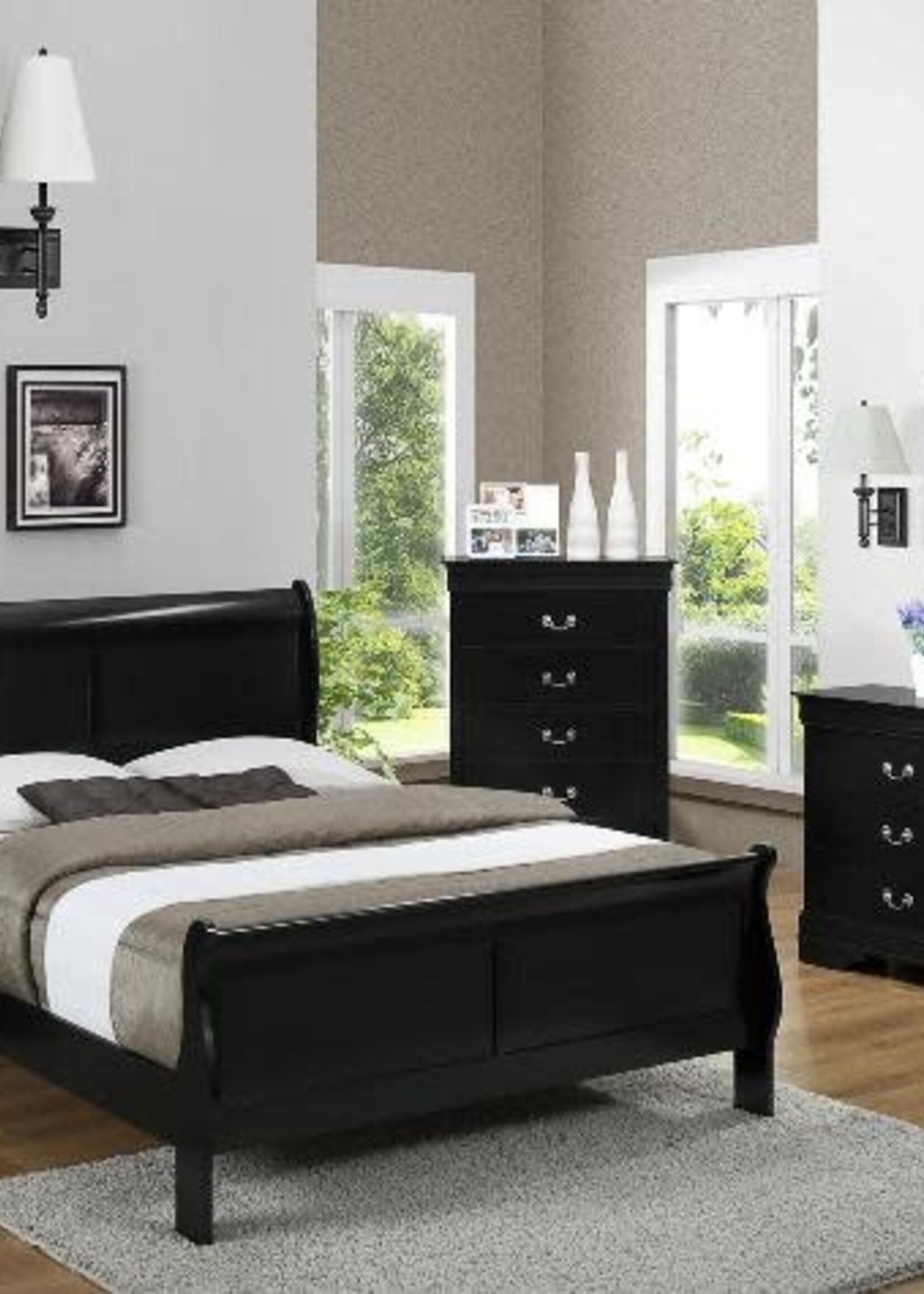 Crown Mark LOUIS PHILIPPE KING BED  BLACK  -