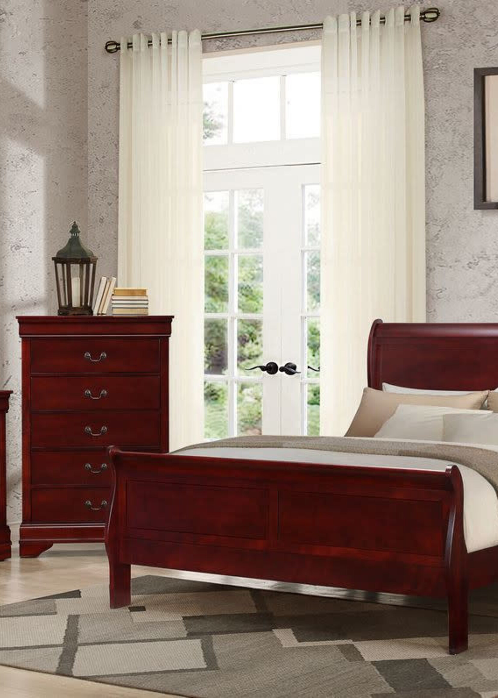 Crown Mark LOUIS PHILIPPE CHERRY DRESSER & MIRROR