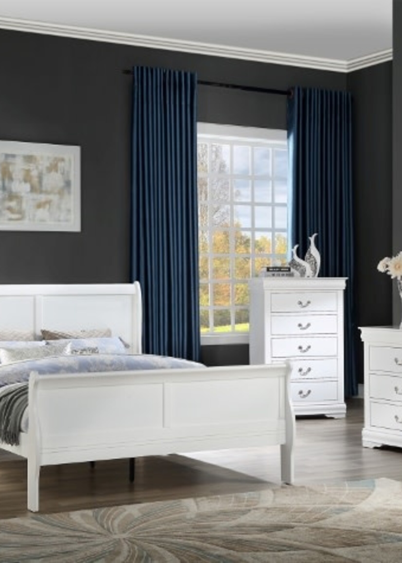 Crown Mark LOUIS PHILIPPE KING BED- WHITE