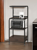 Crown Mark KITCHEN CART WITH SHELVES on Rollers  Black