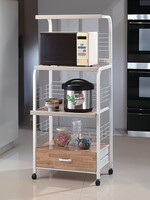 Crown Mark KITCHEN CART WITH SHELVES on Rollers  White