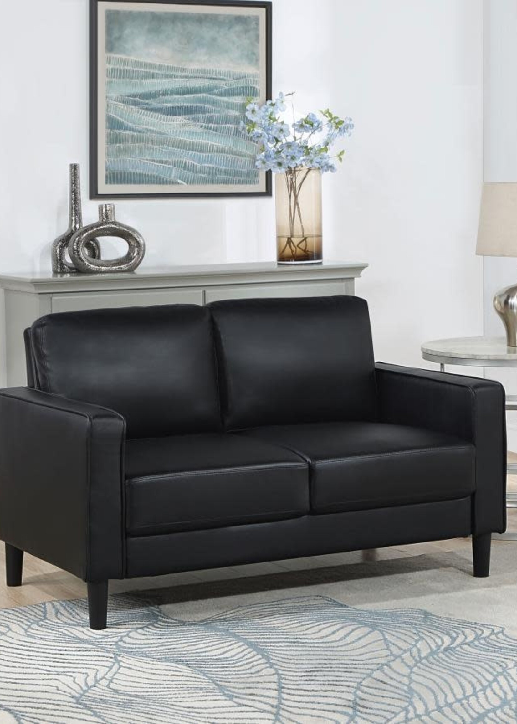 COASTER Track Arm Loveseat    Black