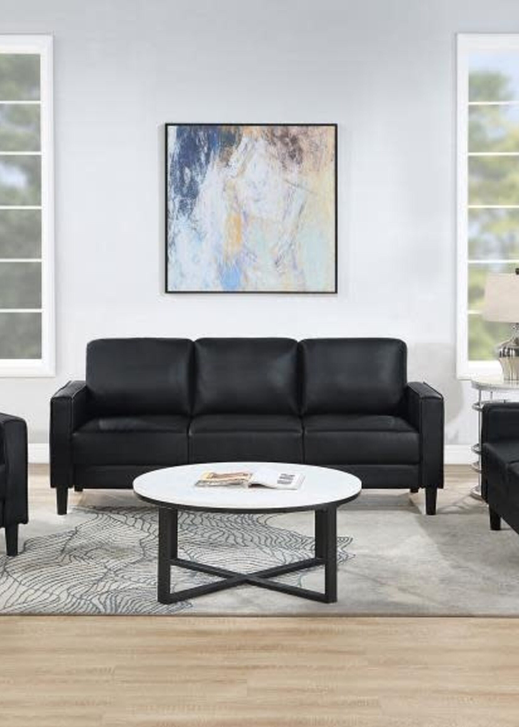 Track Arm Sofa Set Black  3pcs set