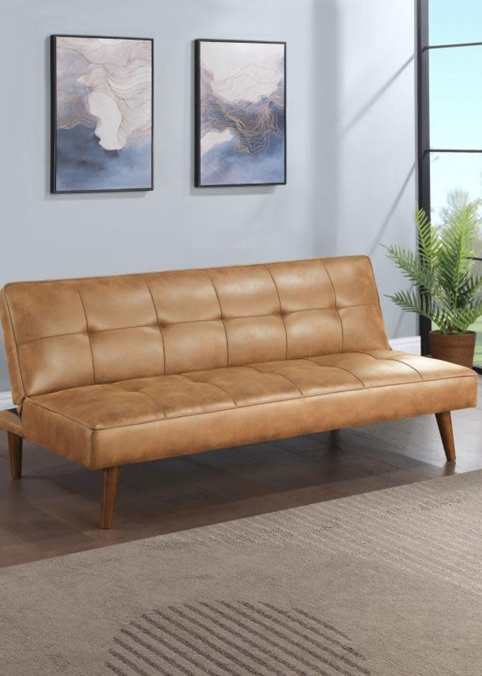 COASTER Tufted Convertible Sofa Bed Saddle Brown