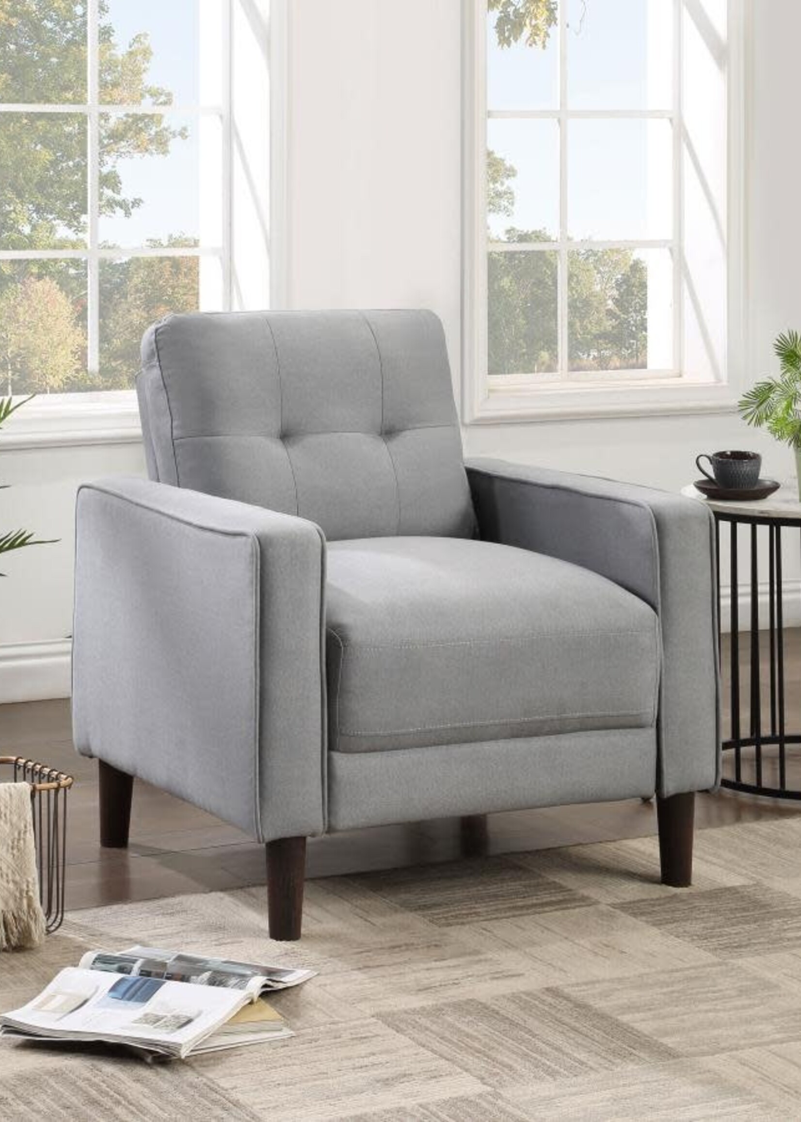 COASTER Track Arm Tufted Accent Chair Grey