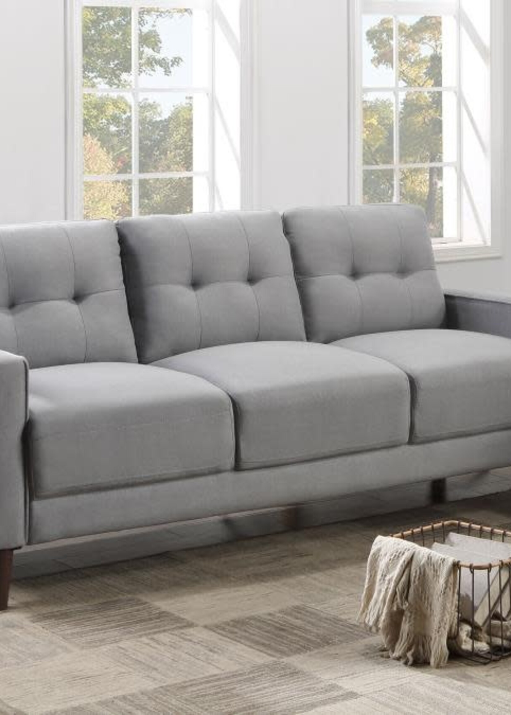 COASTER Track Arm Tufted Sofa Grey