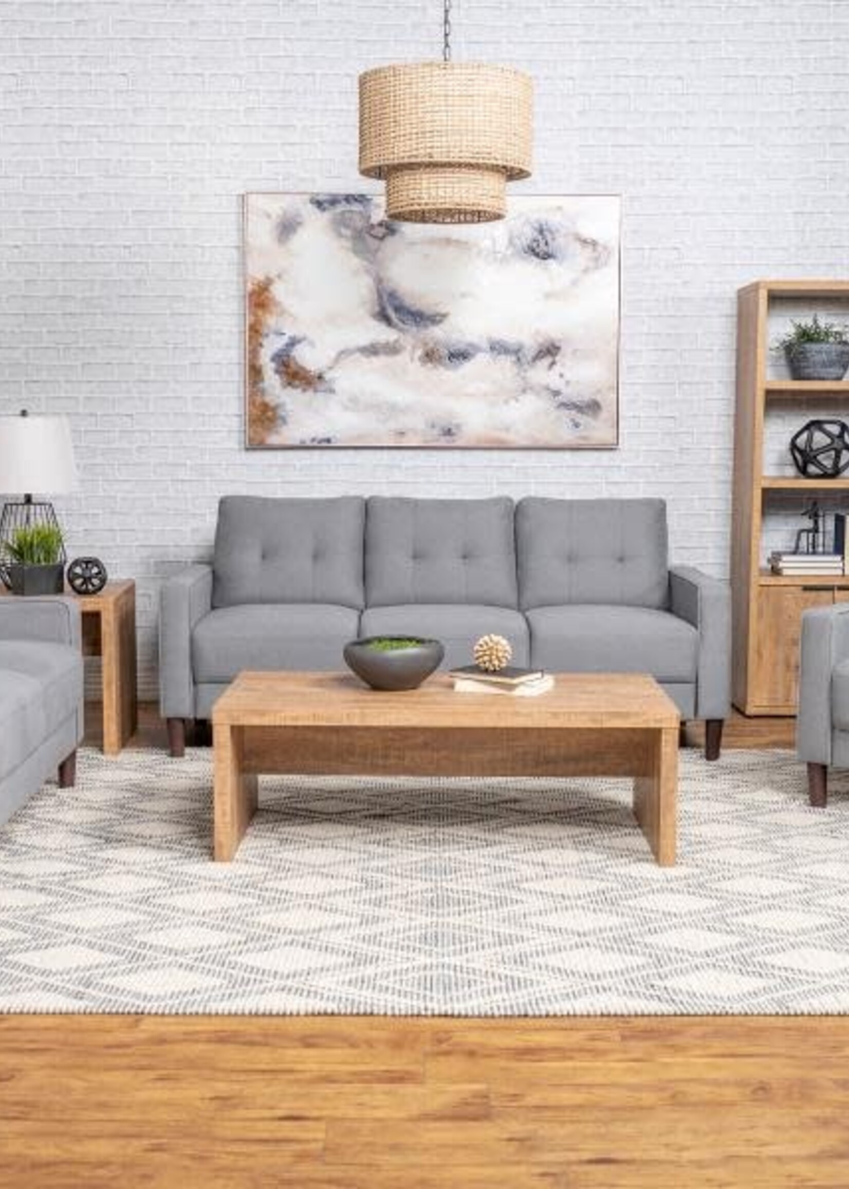 COASTER Track Arm Tufted Sofa Set Grey   3PC SET