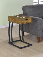 COASTER Side Table 1-drawer Power Outlet   Rustic Nutmeg