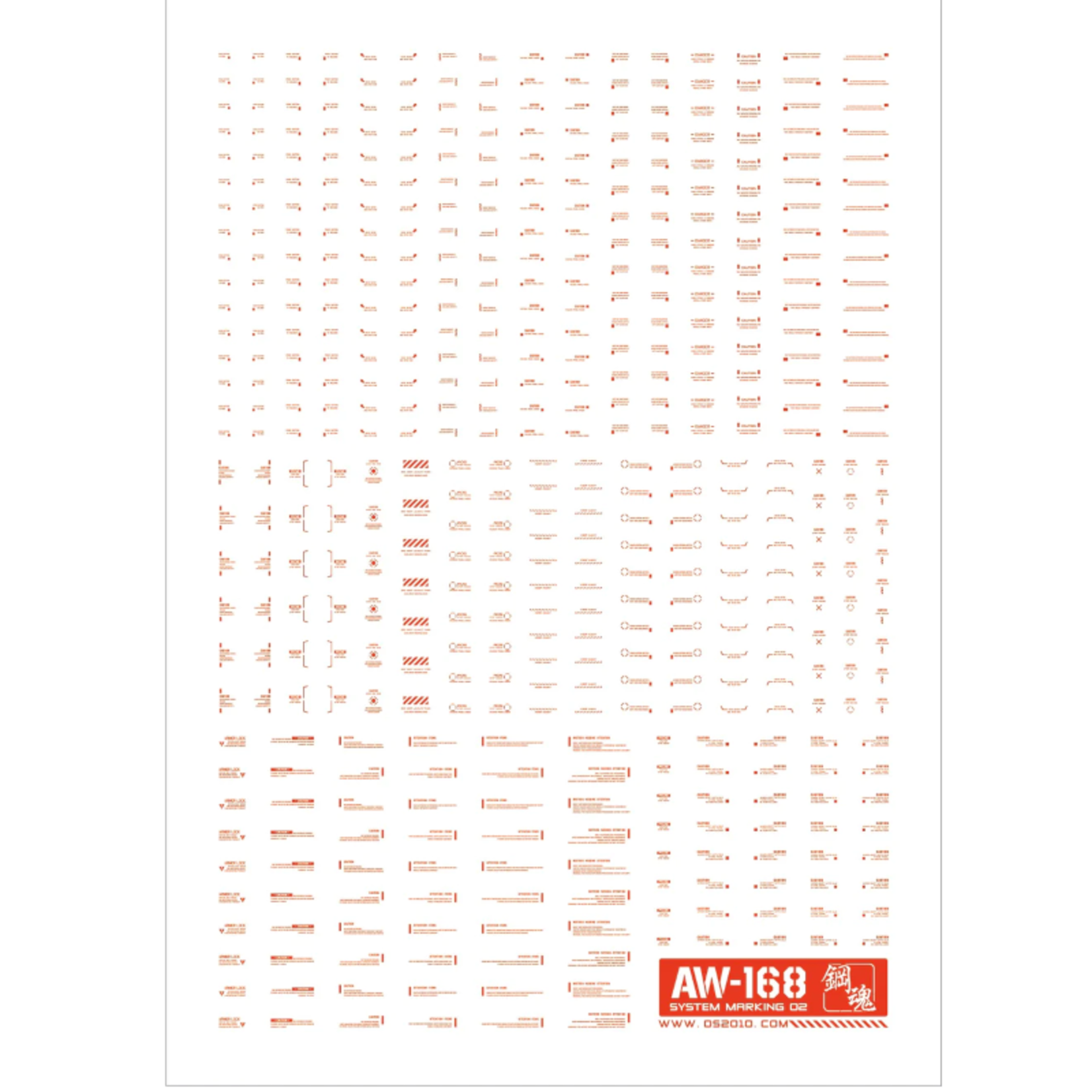 MADWORKS MADWORKS AW-168 WATERSLIDE DECALS: SYSTEM MARKINGS 02 (RED)