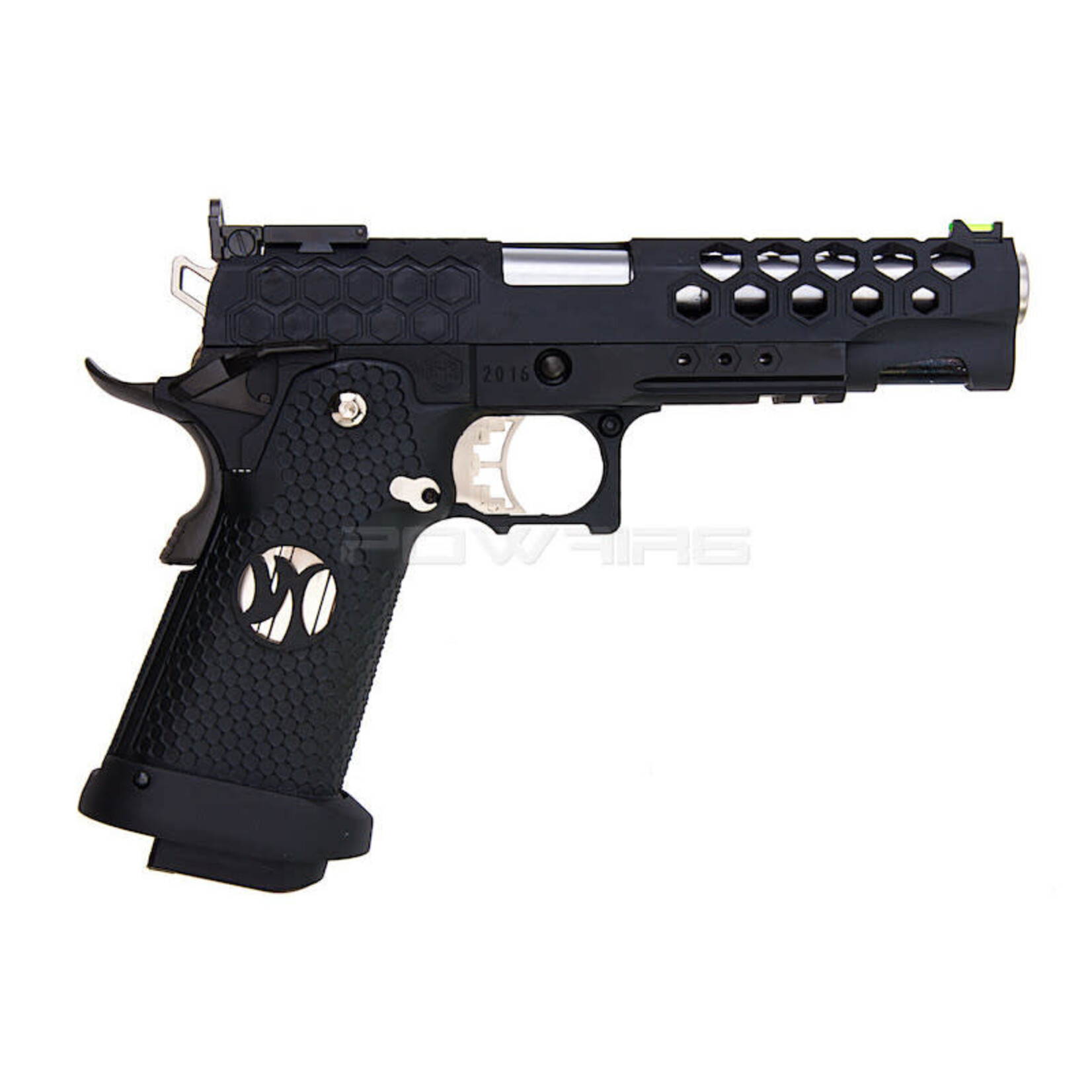 AW Custom GAS ARMORER WORKS COMPETITION GRADE HICAPA  5.1 HEXCUT BLACK WITH SILVER BARREL (AW HX-2502)