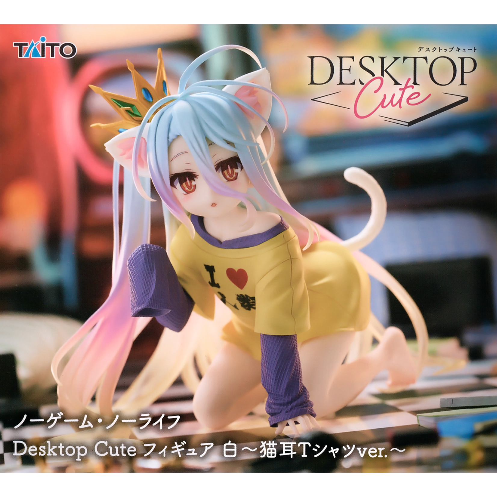 TAITO TAITO NO GAME NO LIFE DESKTOP CUTE FIGURE SHIRO CAT EAR T-SHIRT VERSION