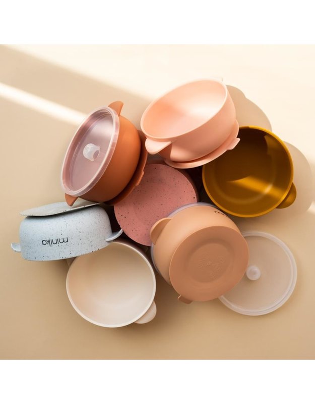 Minika Silicone bowl with lid - Blush