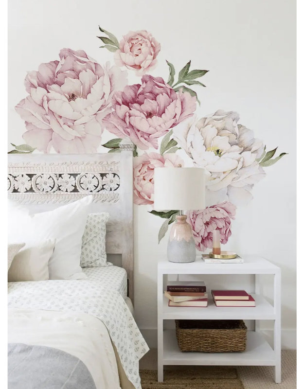 Simple Shapes, Peony Flowers Wall Sticker Mixed Pink - Hello & Co - Magasin  de bébé