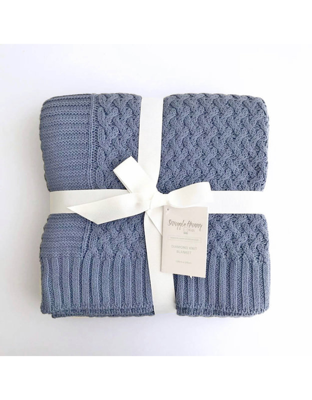 Snuggle Hunny Diamond knit baby blanket - River