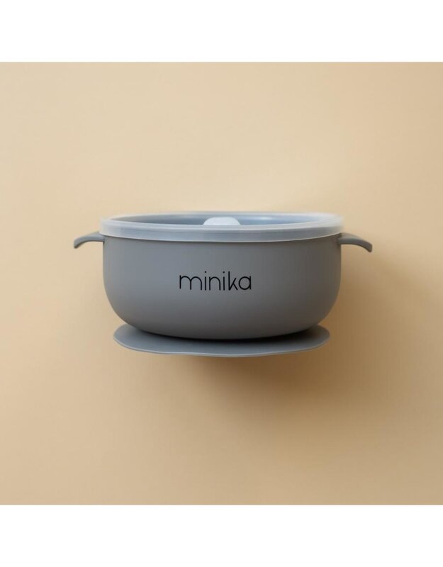 Minika Silicone bowl with lid - Stone