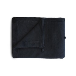 Mushie Knitted Textured Dots Baby Blanket - Dark Navy
