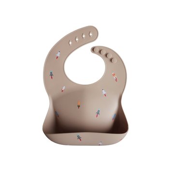 Mushie Silicone Baby Bib - Rocket Ship