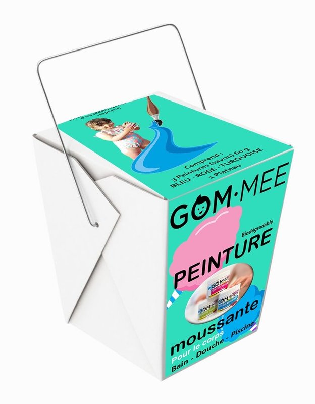Gom-Mee Boite Cadeau Peinture Moussante Bleu-Vert-Rose (60g X 3 )