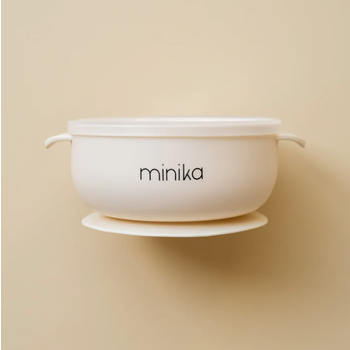 Minika Silicone Bowl With Suction Lid, Shell
