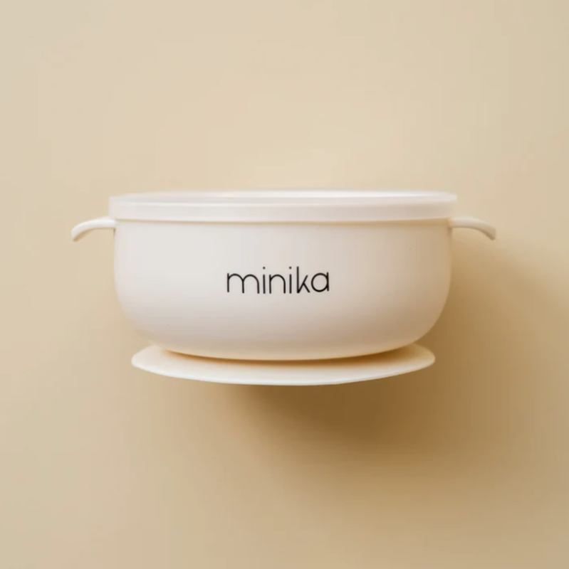 Minika Silicone Bowl With Suction Lid, Shell