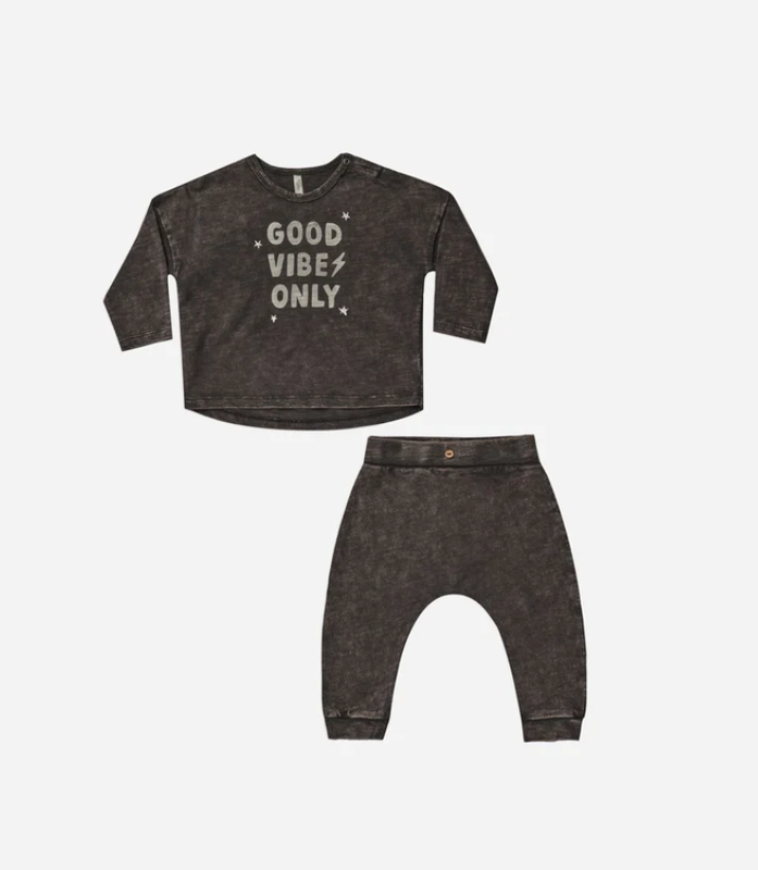 Rylee + Cru Long sleeve tee-shirt + pant set - Black