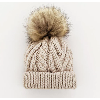 Huggalugs pom pom pop hat - oats