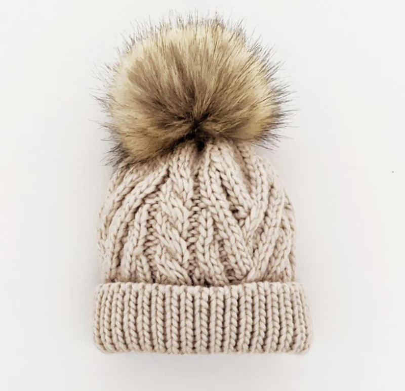 Huggalugs Bonnet pom pom pop - Avoine