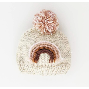 Huggalugs knitted hat mauve - rainbow