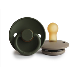 Mushie Pack of 2 Frigg rubber pacifiers - Portobello & Olive